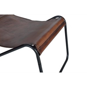 Fauteuil fer-cuir de vache marron -