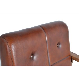 Fauteuil bois-cuir de vache marron -