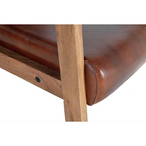 Fauteuil bois-cuir de vache marron -