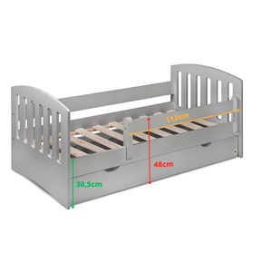 Lit enfant bois 80x160m avec tiroir