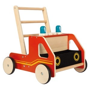 Chariot de marche en bois pompiers