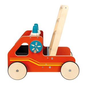 Chariot de marche en bois pompiers