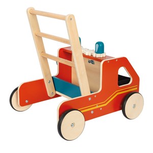 Chariot de marche en bois pompiers