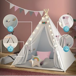 Tipi pour enfant rose 160x120x120cm