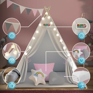 Tipi pour enfant rose 160x120x120cm