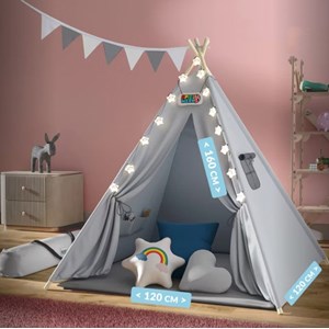 Tipi pour enfant gris 160x120x120cm