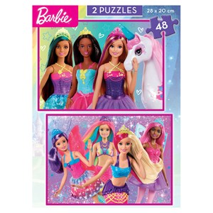 2 puzzles de 48 pieces barbie
