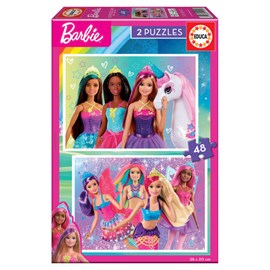 2 puzzles de 48 pieces barbie