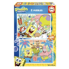 2 puzzles 100 pieces bob l eponge