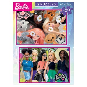 2 puzzles de 100 pieces barbie