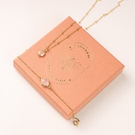 Coffret bracelet collier - quartz rose