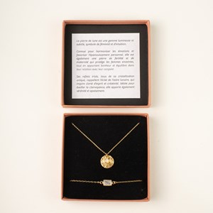 Coffret bracelet collier- pierre de lune