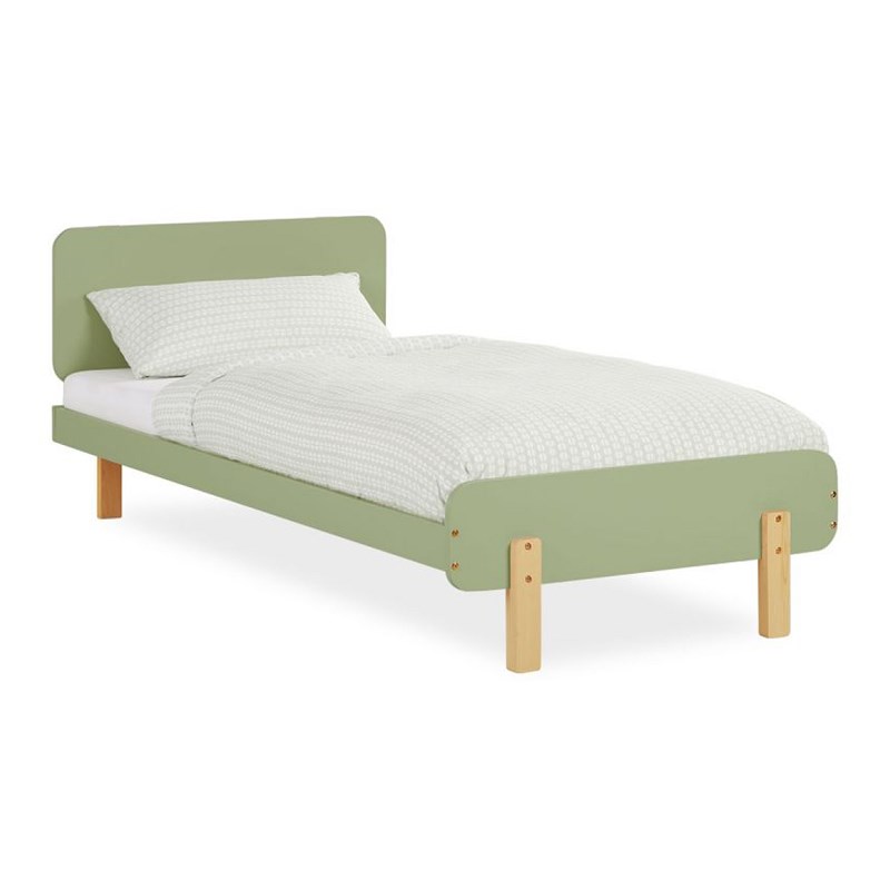 Lit vert en bois avec matelas 90x200