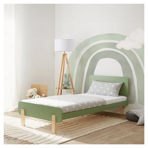 Lit vert en bois avec matelas 90x200