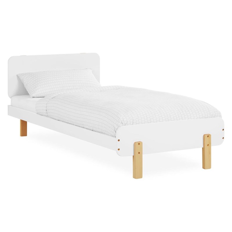Lit en bois avec matelas 90x200 blanc