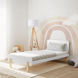 Lit en bois avec matelas 90x200 blanc