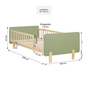 Lit 90x200 avec matelas sommier vert