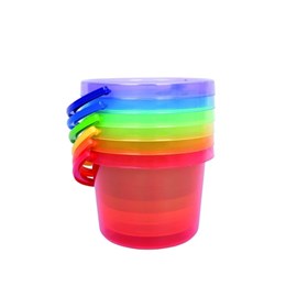 6 seaux colorés translucides