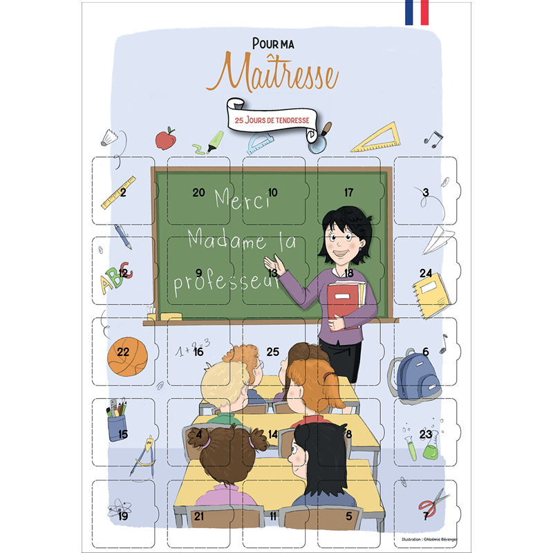 Calendrier de l'avent maitresse 25 mots