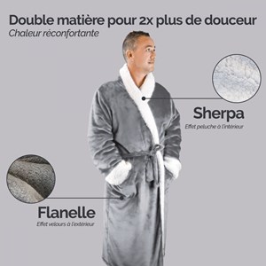 Robe de chambre polaire grise - L/XL
