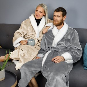 Robe de chambre polaire grise - L/XL