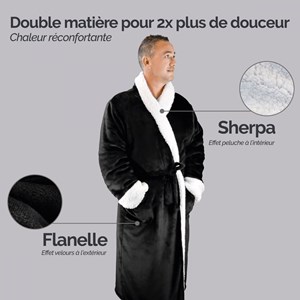 Robe de chambre polaire noire - L/XL