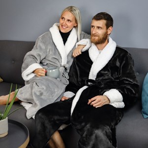 Robe de chambre polaire noire - L/XL