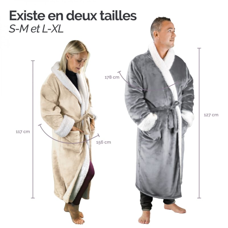 Robe de chambre polaire beige - S/M (Vivezen) - Image 1