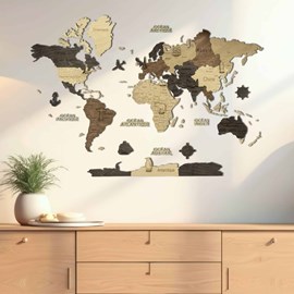 Carte du monde en bois 2d multicolor s