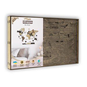 Carte du monde en bois 2d multicolor s