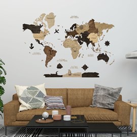 Carte du monde en bois 2d multicolor m