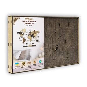 Carte du monde en bois 2d multicolor m