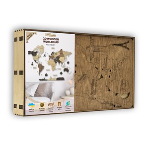 Carte du monde en bois 2d multicolor l