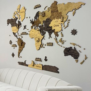 Carte du monde en bois 2d multicolor l