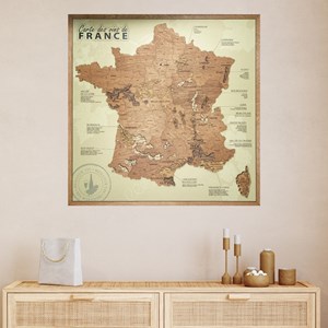 Carte des vins de france panneau beige