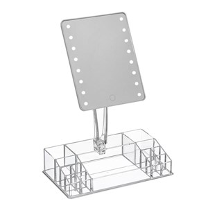 Miroir led avec rangement bijoux blanc
