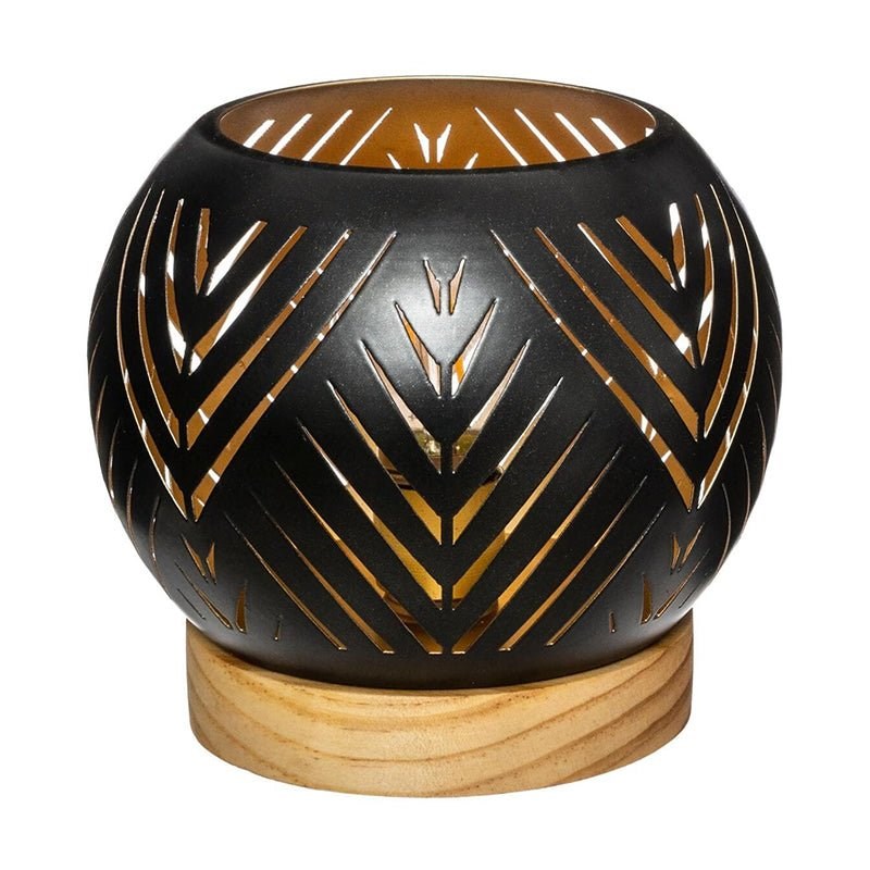 Photophore led boule support en bois