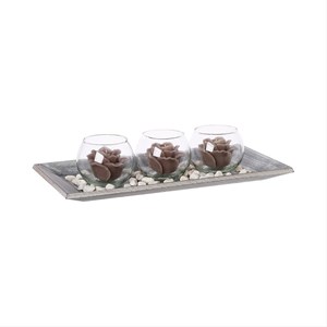 Photophore  verre 3 bougies  plateau
