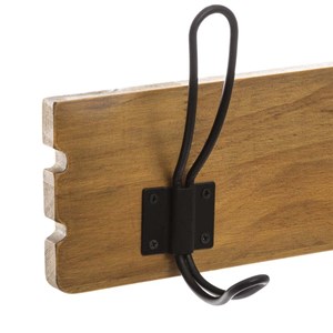 Porte manteau mural bois 5 crochets noir