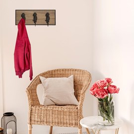 Porte manteau mural oiseaux 3 crochets