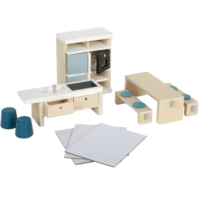 Set De Meubles Cuisine Miniature 1:12 – 12 Pièces – Plateformes Rose – Pour Maison De Poupée