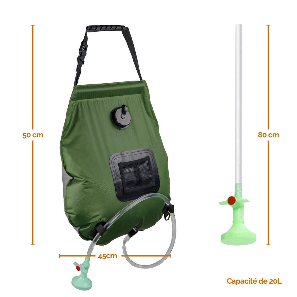 Sac De Douche Solaire Camping, 20L Douche Solaire De Camping Sac Pliable Portable Exterieur Avec Flexible Commutable Tete De Douche Tuyau Temperature 45 C Pour Randonnee Escalade Jardin 74626142