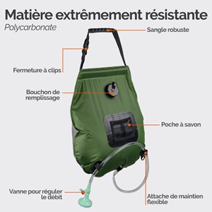 Sac de douche solaire - 20 l