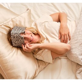 Masque de nuit bandeau en soie léopard