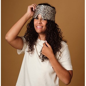 Masque de nuit bandeau en soie léopard