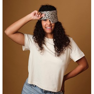 Masque de nuit bandeau en soie léopard