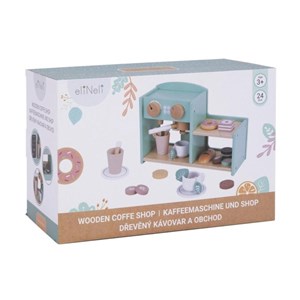 Machine à café et boutique en bois