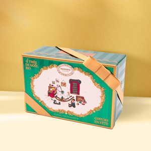 Coffret métal 4 thés de noël bio* – cœurs en fête
