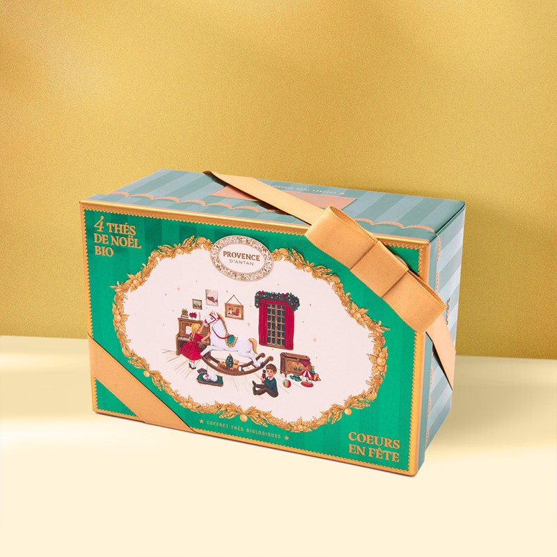Coffret métal 4 thés de noël bio* – cœurs en fête