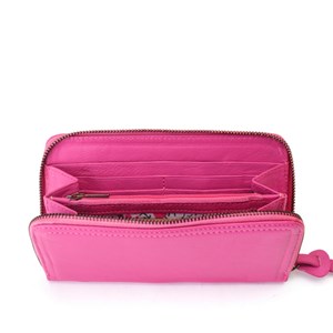 Portefeuille cuir ami fushia